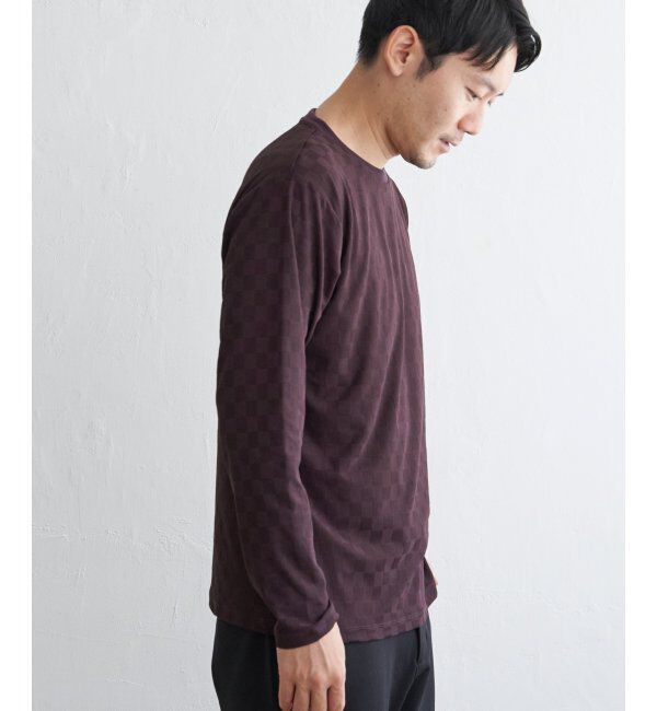 IKKA LOUNGE「リンクスジャカード市松ロンT」|Tシャツ・カットソー|