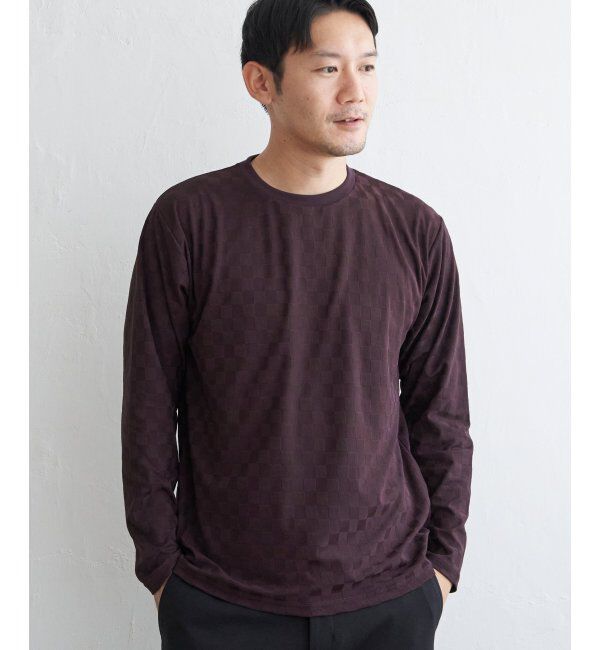 IKKA LOUNGE「リンクスジャカード市松ロンT」|Tシャツ・カットソー|