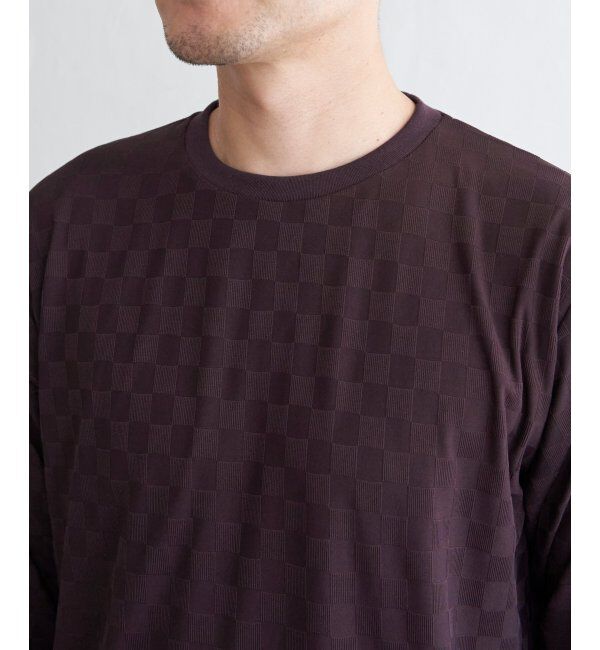 IKKA LOUNGE「リンクスジャカード市松ロンT」|Tシャツ・カットソー|