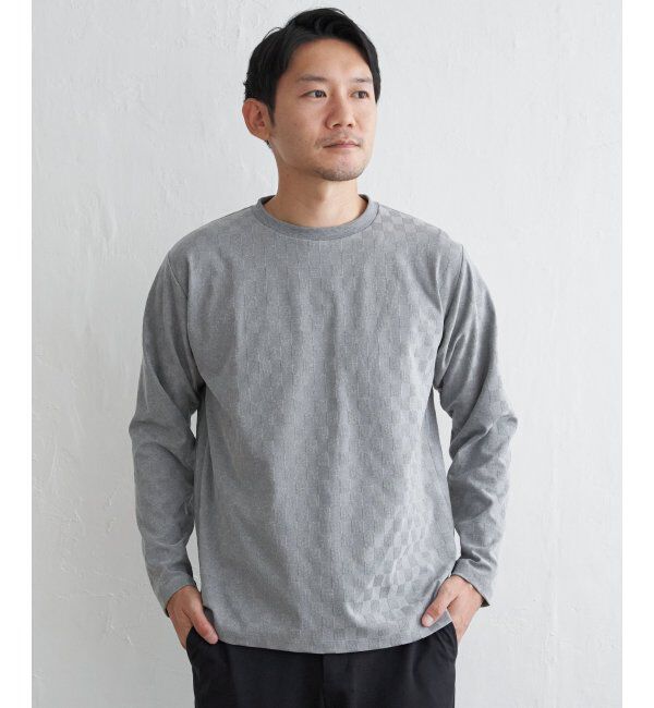 IKKA LOUNGE「リンクスジャカード市松ロンT」|Tシャツ・カットソー|
