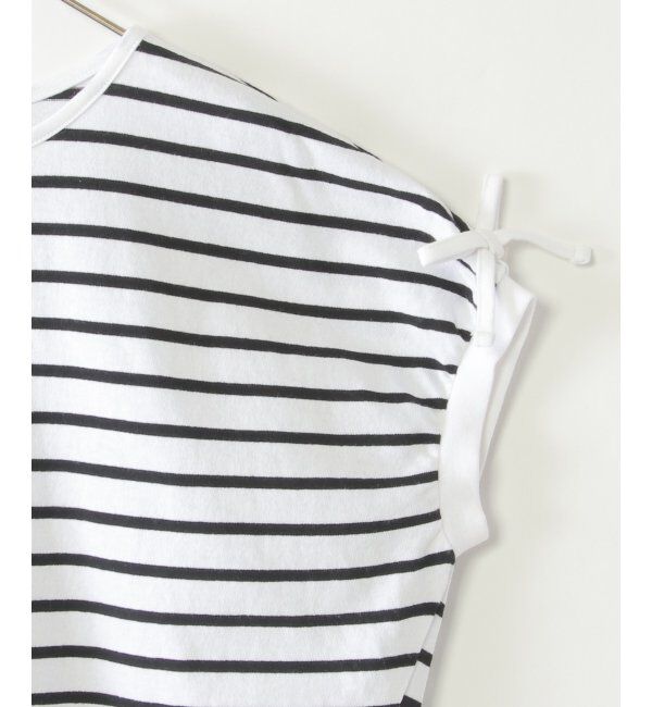 ikka kids「【親子おそろい】袖リボンボーダードルマンプルオーバー（120~160cm）」|Tシャツ・カットソー|