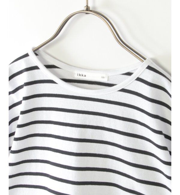 ikka kids「【親子おそろい】袖リボンボーダードルマンプルオーバー（120~160cm）」|Tシャツ・カットソー|