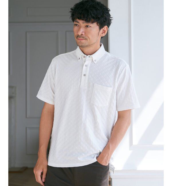 IKKA LOUNGE「リンクスジャカード市松ポロシャツ」|Tシャツ・カットソー|