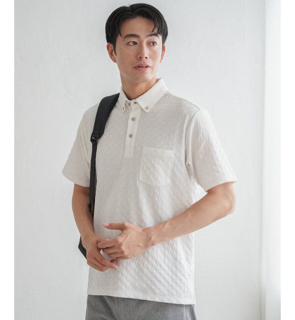 IKKA LOUNGE「リンクスジャカード市松ポロシャツ」|Tシャツ・カットソー|