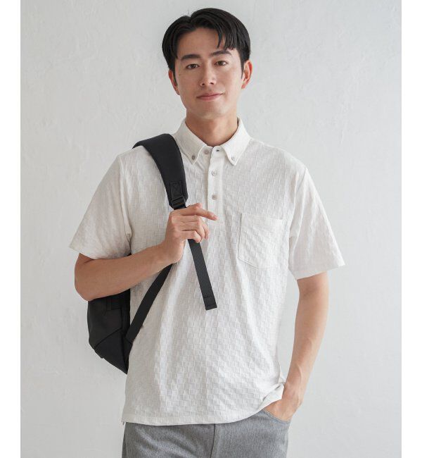 IKKA LOUNGE「リンクスジャカード市松ポロシャツ」|Tシャツ・カットソー|