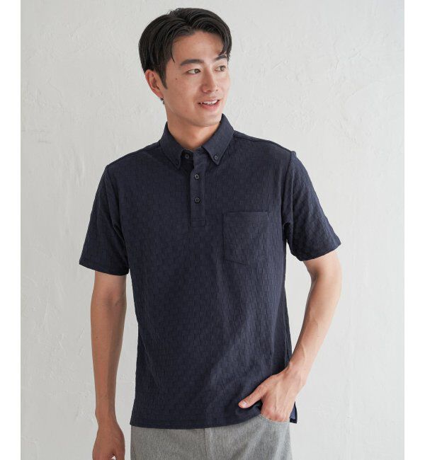 IKKA LOUNGE「リンクスジャカード市松ポロシャツ」|Tシャツ・カットソー|