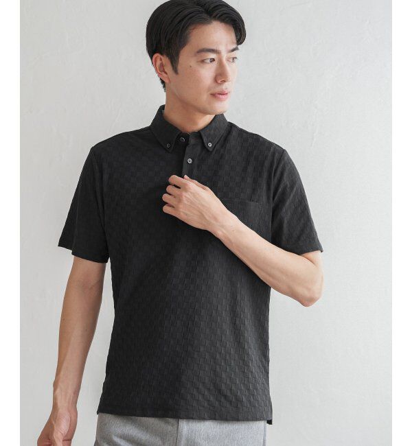 IKKA LOUNGE「リンクスジャカード市松ポロシャツ」|Tシャツ・カットソー|
