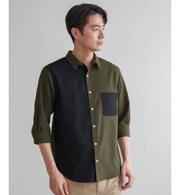 ikka「7分ブロックスドライタッチシャツ」|シャツ・ブラウス|