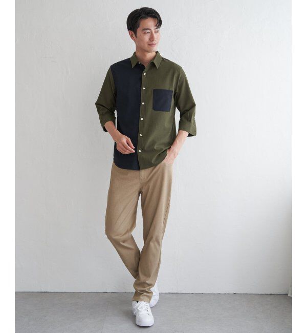 ikka「7分ブロックスドライタッチシャツ」|シャツ・ブラウス|