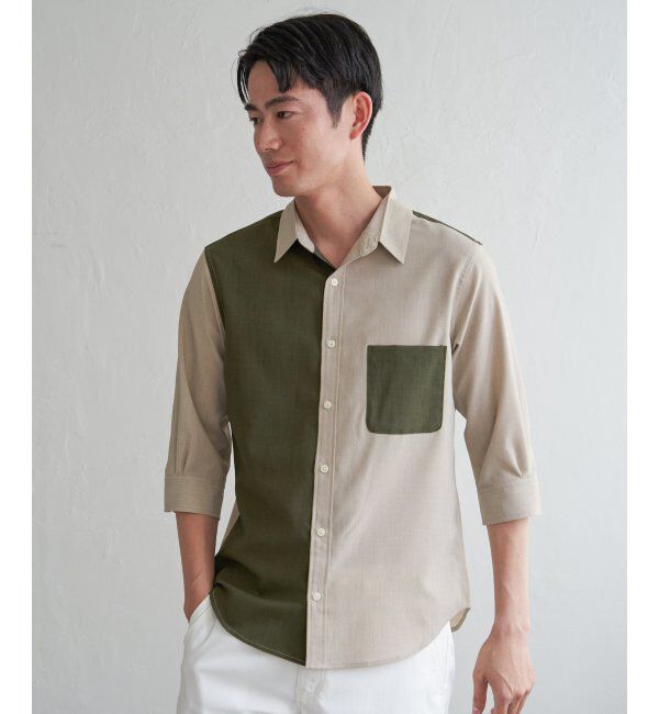 ikka「7分ブロックスドライタッチシャツ」|シャツ・ブラウス|