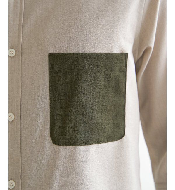ikka「7分ブロックスドライタッチシャツ」|シャツ・ブラウス|