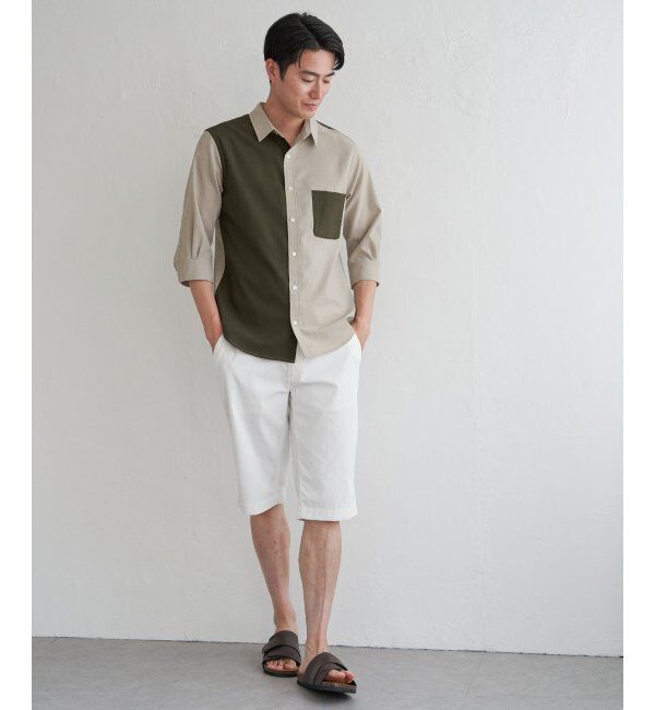 ikka「7分ブロックスドライタッチシャツ」|シャツ・ブラウス|