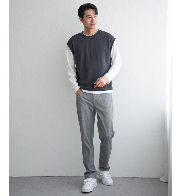 ikka「モール鹿の子フェイクベストロンT」|Tシャツ・カットソー|