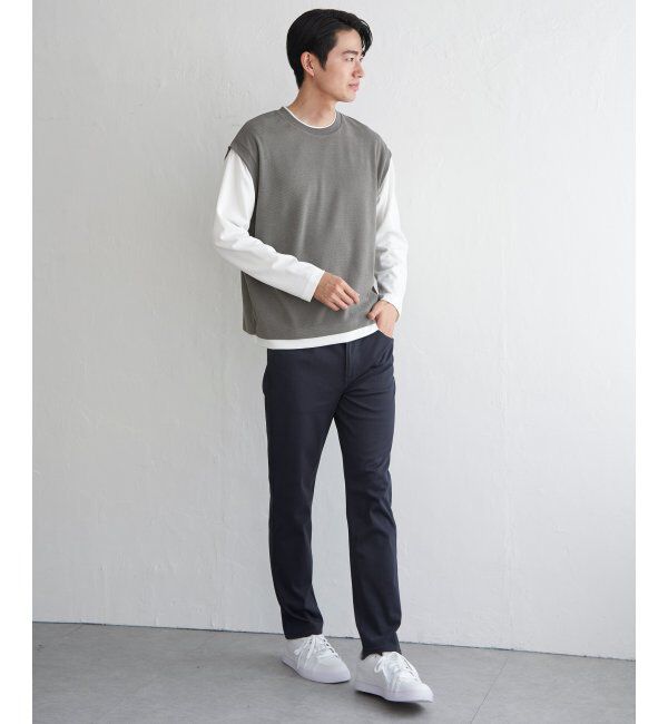 ikka「モール鹿の子フェイクベストロンT」|Tシャツ・カットソー|