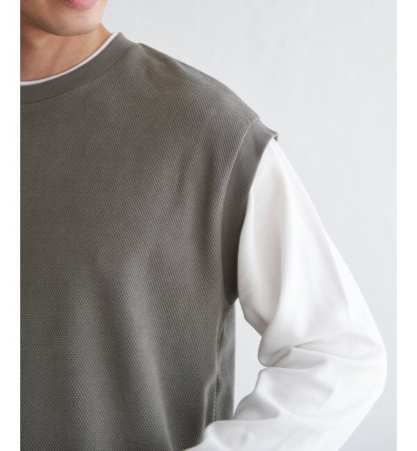 ikka「モール鹿の子フェイクベストロンT」|Tシャツ・カットソー|