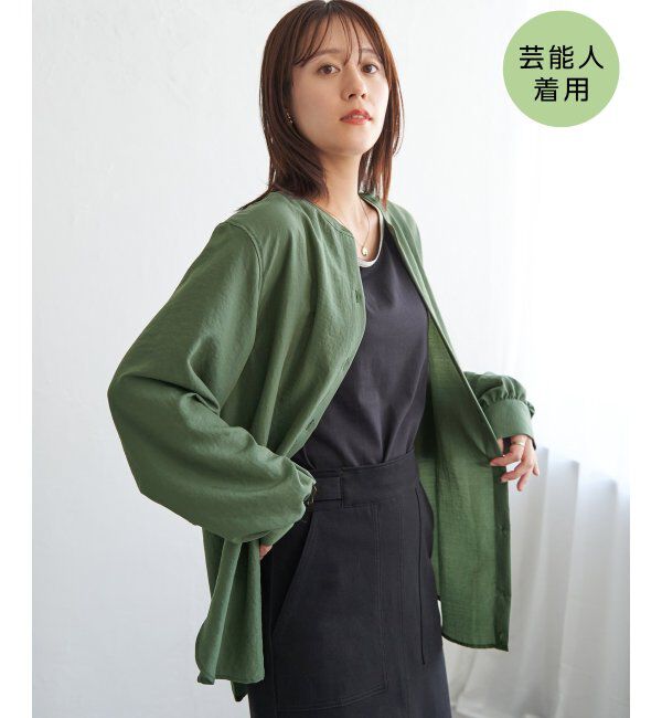 ikka「【親子コーデ】マルチWAYバンドカラーシャツ」|シャツ・ブラウス|グリーン