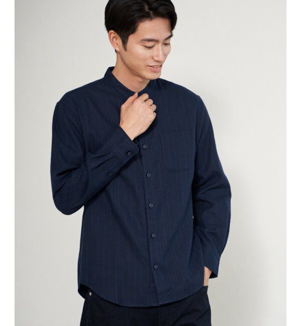 ikka「イージ－ケアネルバンドカラーＳＨ」|シャツ・ブラウス|