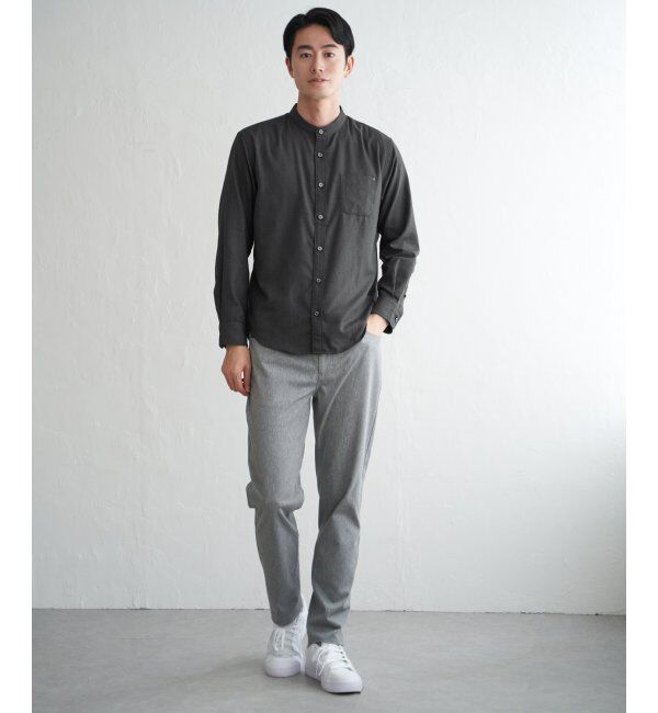 ikka「イージ－ケアネルバンドカラーＳＨ」|シャツ・ブラウス|