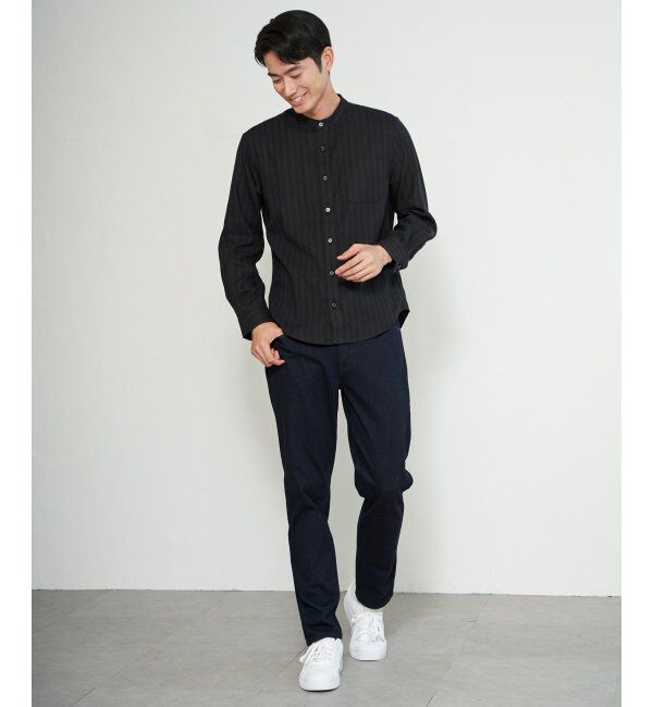 ikka「イージ－ケアネルバンドカラーＳＨ」|シャツ・ブラウス|