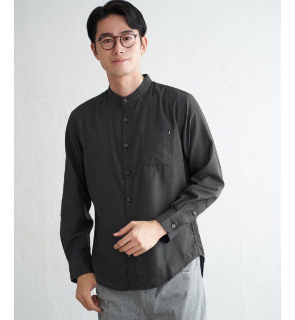 ikka「イージ－ケアネルバンドカラーＳＨ」|シャツ・ブラウス|