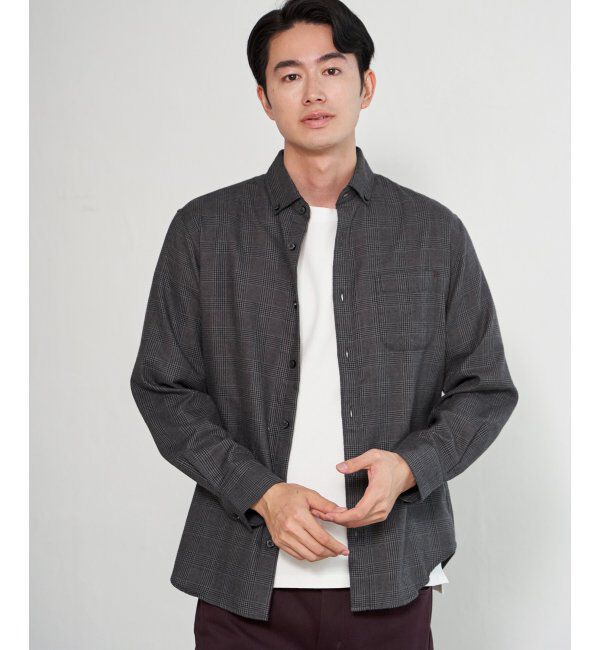 ikka「イージーケアネルチェックスイスカラーボタンダウンシャツ」|シャツ・ブラウス|