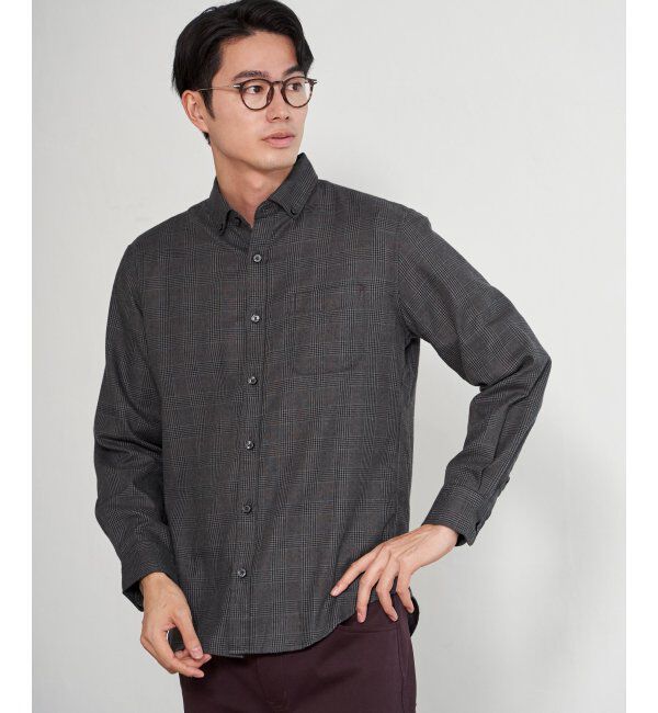 ikka「イージーケアネルチェックスイスカラーボタンダウンシャツ」|シャツ・ブラウス|
