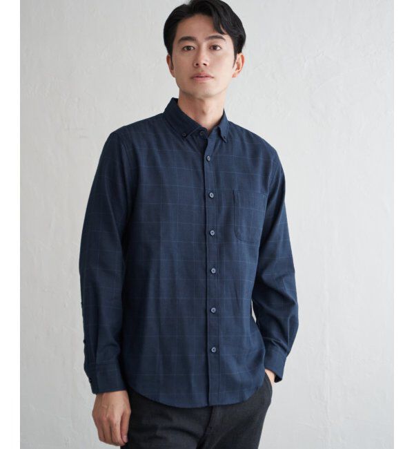ikka「イージーケアネルチェックスイスカラーボタンダウンシャツ」|シャツ・ブラウス|