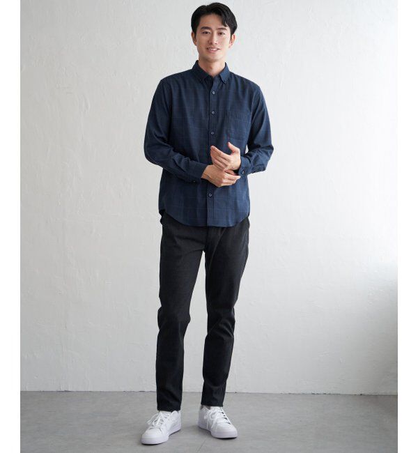 ikka「イージーケアネルチェックスイスカラーボタンダウンシャツ」|シャツ・ブラウス|