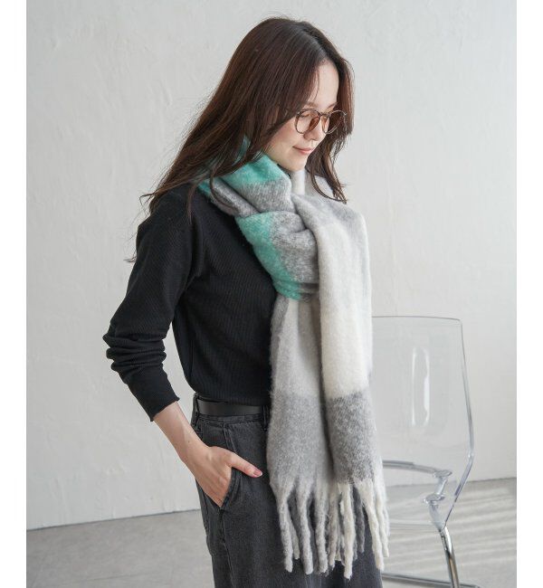 Lbc with Life「ブロックチェックストール」|マフラー|