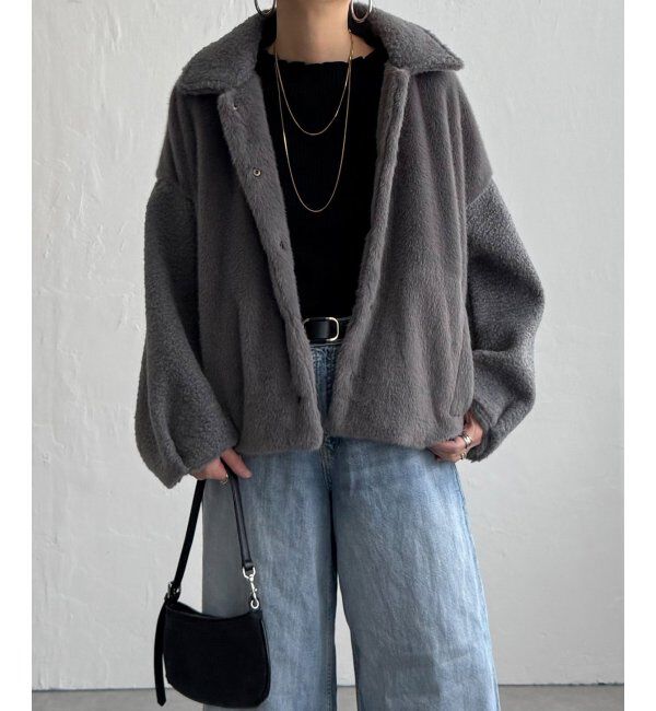 Lbc with Life「ファーボア切り替えコクーンブルゾン」|ブルゾン・スタジャン|