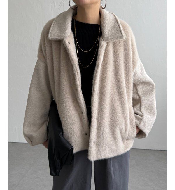 Lbc with Life「ファーボア切り替えコクーンブルゾン」|ブルゾン・スタジャン|