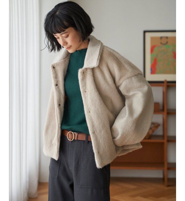 Lbc with Life「ファーボア切り替えコクーンブルゾン」|ブルゾン・スタジャン|