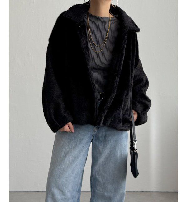 Lbc with Life「ファーボア切り替えコクーンブルゾン」|ブルゾン・スタジャン|