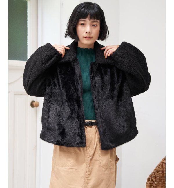 Lbc with Life「ファーボア切り替えコクーンブルゾン」|ブルゾン・スタジャン|