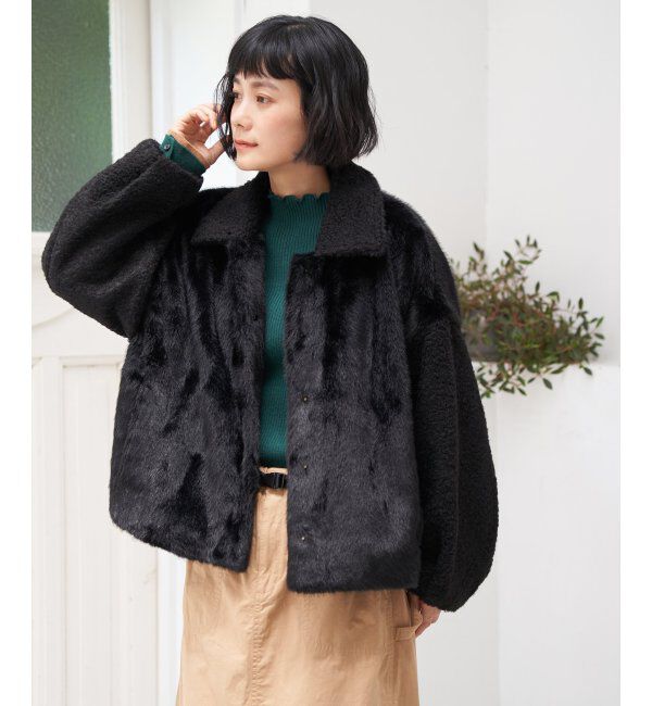 Lbc with Life「ファーボア切り替えコクーンブルゾン」|ブルゾン・スタジャン|