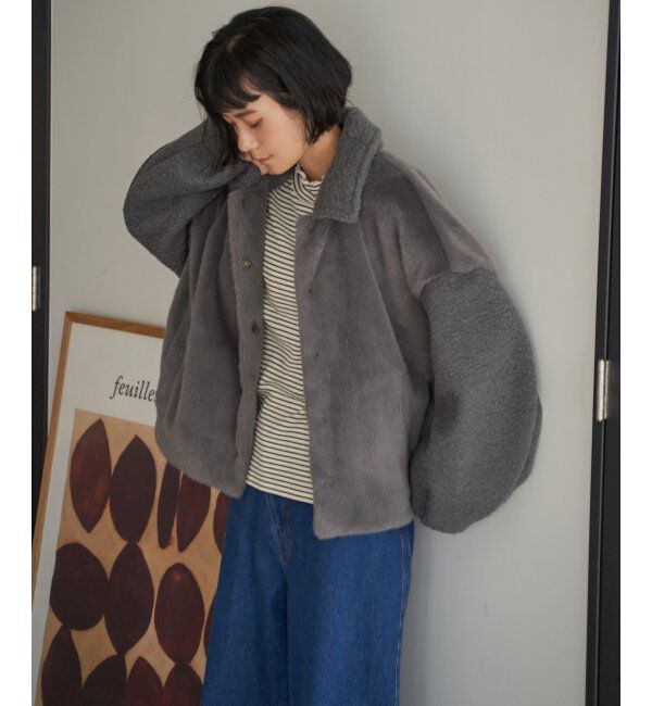 Lbc with Life「ファーボア切り替えコクーンブルゾン」|ブルゾン・スタジャン|