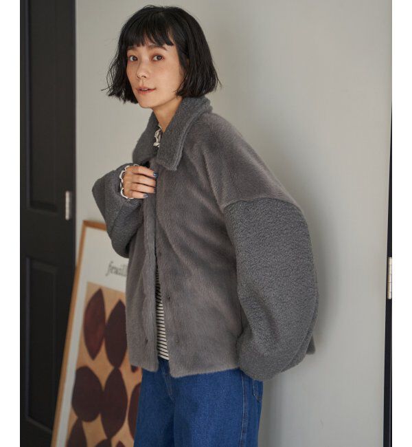 Lbc with Life「ファーボア切り替えコクーンブルゾン」|ブルゾン・スタジャン|