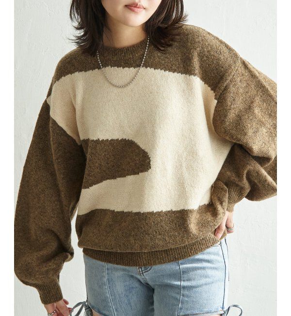 VENCE share style「ジャガードニュアンス柄プルオーバー」|ニット・セーター|ブラウンケイ