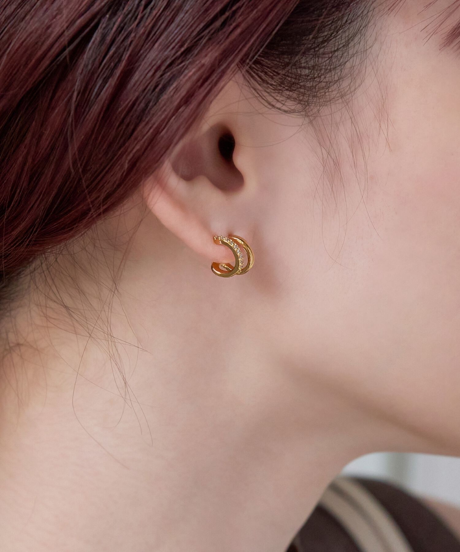 Phoebe「ダブルラインビジューピアス」|ピアス|