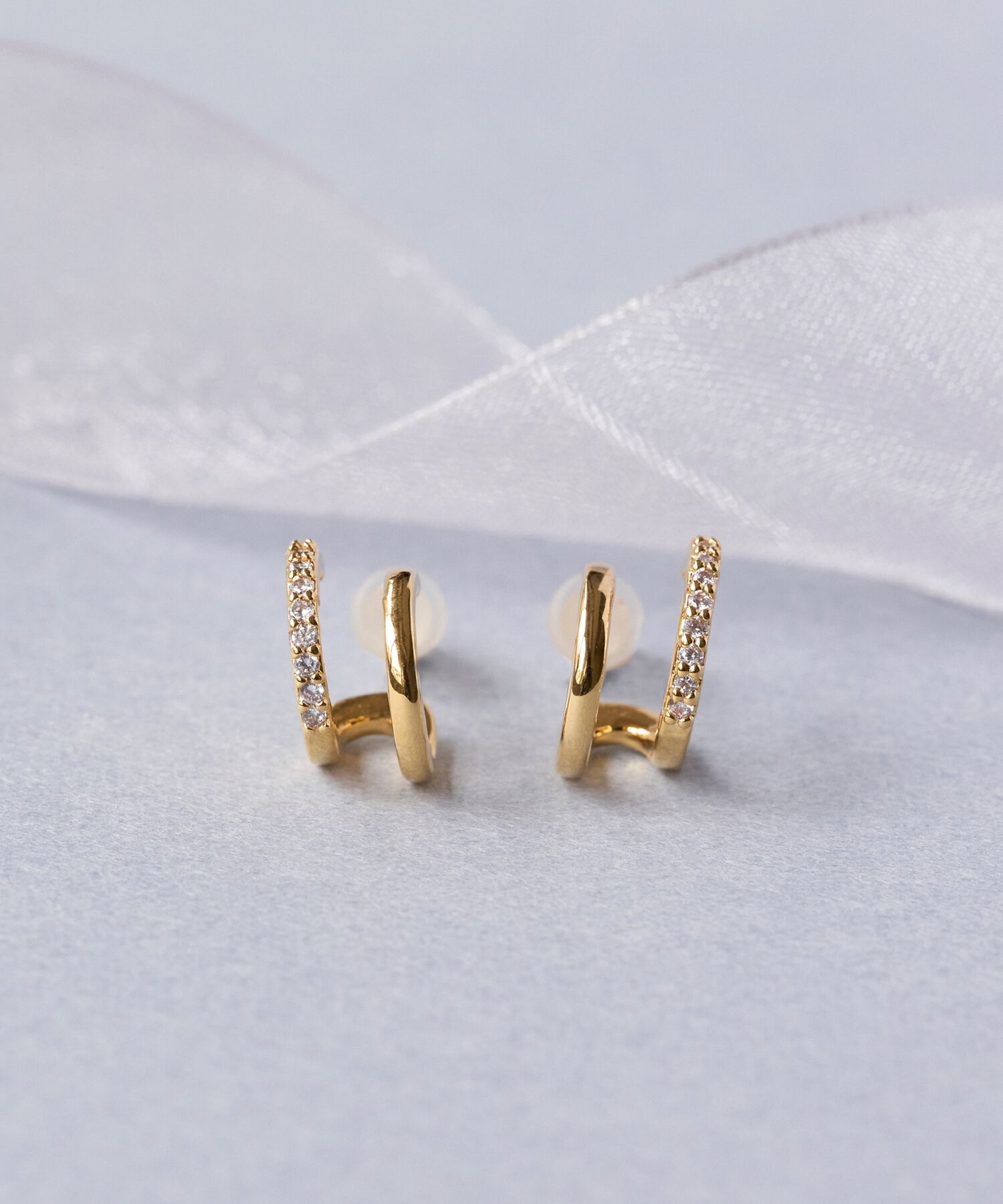 Phoebe「ダブルラインビジューピアス」|ピアス|