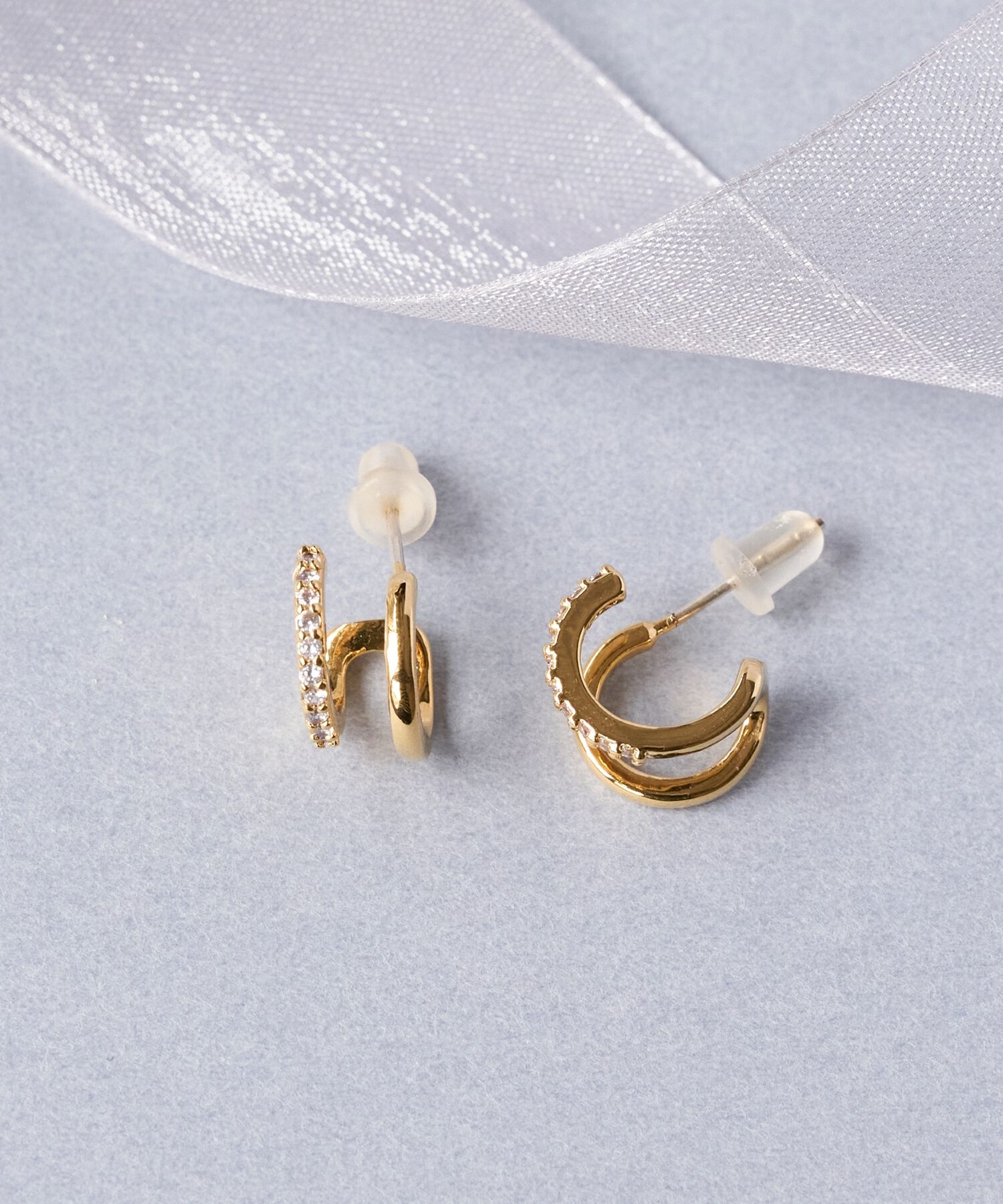 Phoebe「ダブルラインビジューピアス」|ピアス|