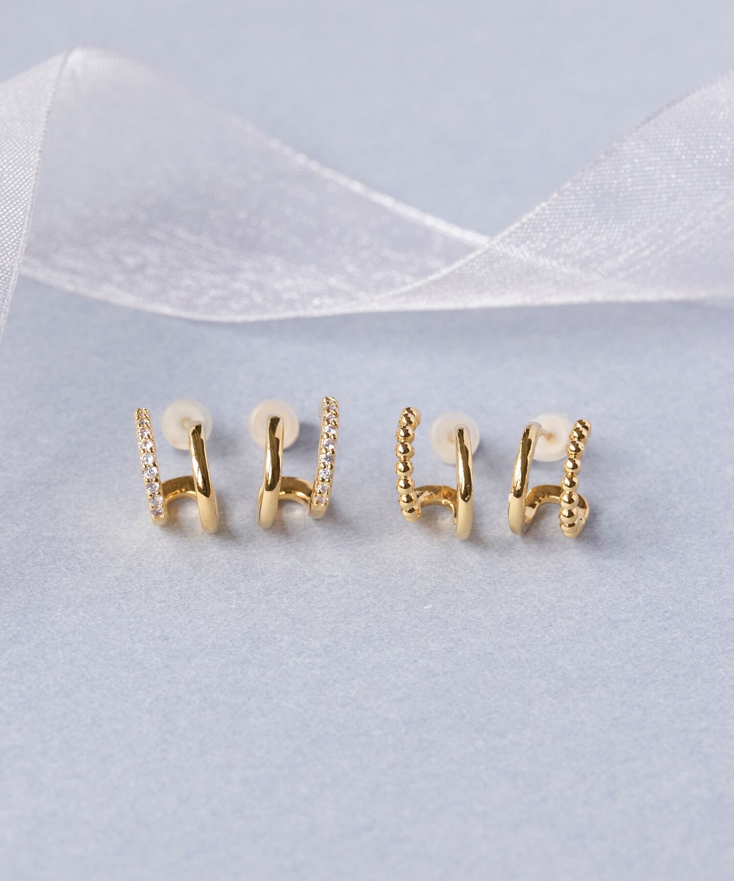 Phoebe「ダブルラインビジューピアス」|ピアス|