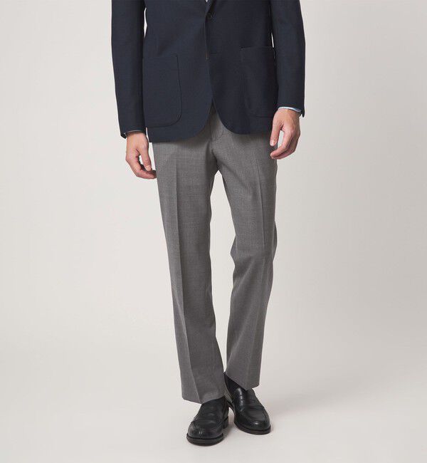 UNITED ARROWS green label relaxing「TW メランジ トロピカル スタンダード スラックス -ウォッシャブル・ストレッチ・ウエストアジャスター-」|スラックス|MD.GRAY