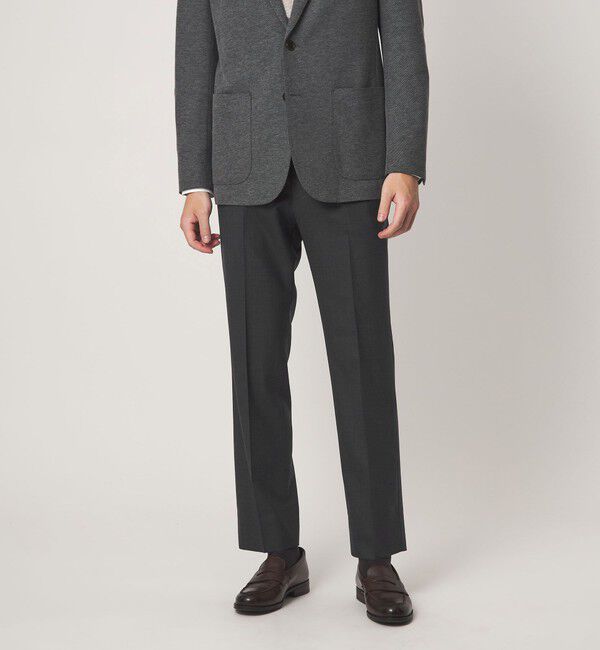 UNITED ARROWS green label relaxing「TW メランジ トロピカル スタンダード スラックス -ウォッシャブル・ストレッチ・ウエストアジャスター-」|スラックス|DK.GRAY