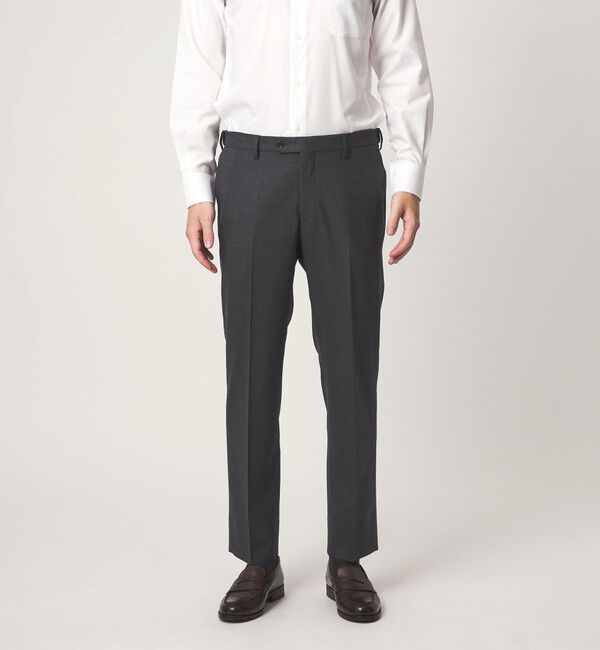 UNITED ARROWS green label relaxing「TW メランジ トロピカル スタンダード スラックス -ウォッシャブル・ストレッチ・ウエストアジャスター-」|スラックス|