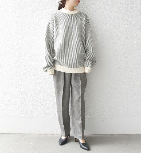 SHIPS any「SHIPS any:〈手洗い可能〉畦編み ストライプ クルーネック ニット◇」|ニット・セーター|