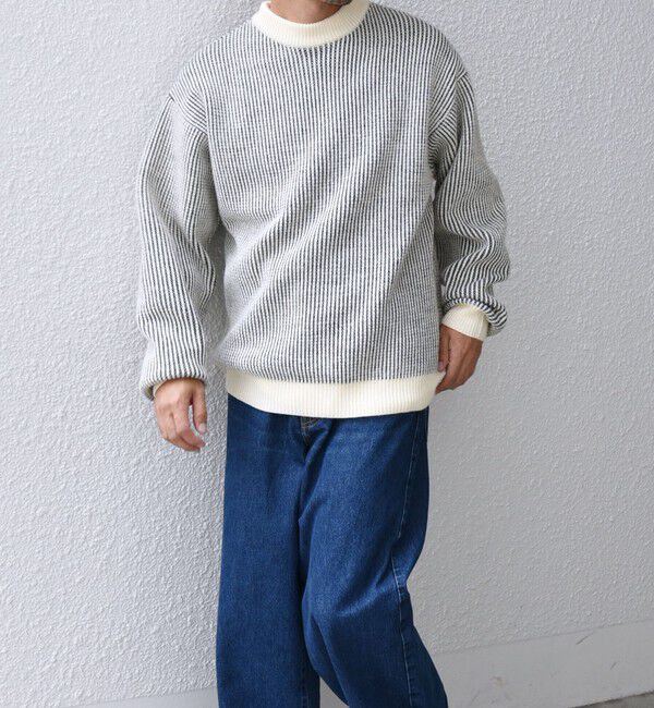 SHIPS any「SHIPS any:〈手洗い可能〉畦編み ストライプ クルーネック ニット◇」|ニット・セーター|