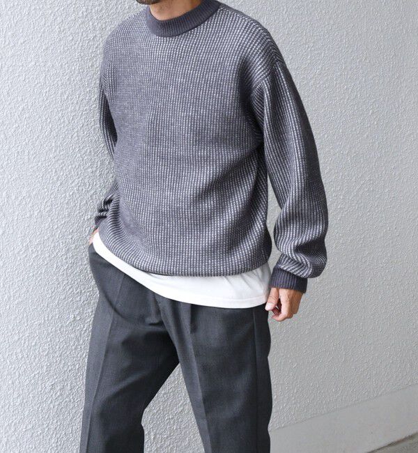 SHIPS any「SHIPS any:〈手洗い可能〉畦編み ストライプ クルーネック ニット◇」|ニット・セーター|