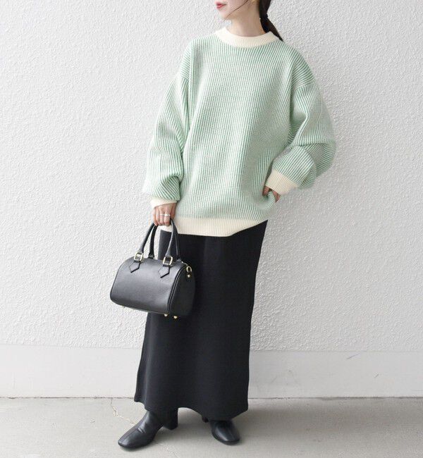 SHIPS any「SHIPS any:〈手洗い可能〉畦編み ストライプ クルーネック ニット◇」|ニット・セーター|