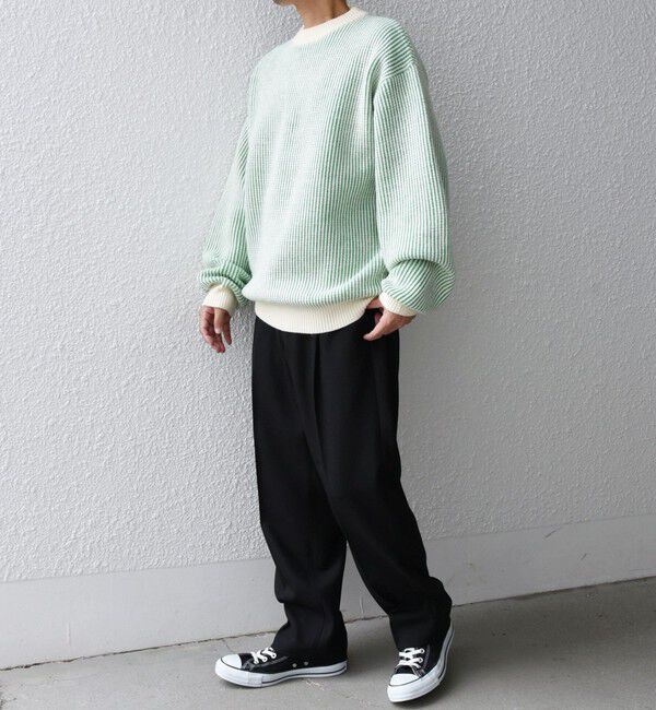 SHIPS any「SHIPS any:〈手洗い可能〉畦編み ストライプ クルーネック ニット◇」|ニット・セーター|